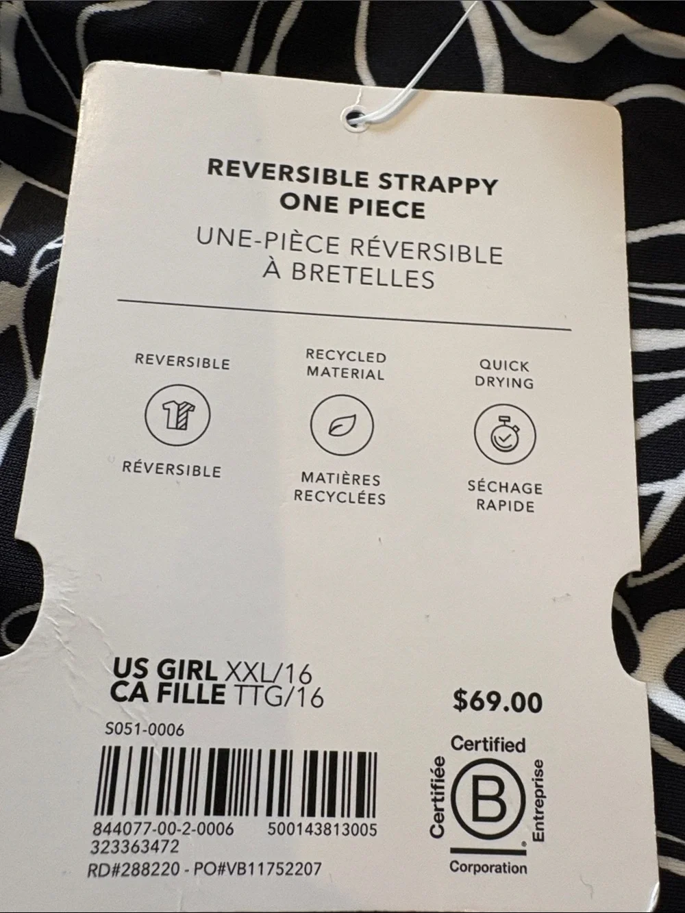NWT Athleta Girl Reversible Strappy Soleil Floral One Piece Sz 16.